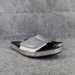 Calvin Klein Shoes Womens 8 Sandals Slides Fashion Metallic Logo Marlina Comfort